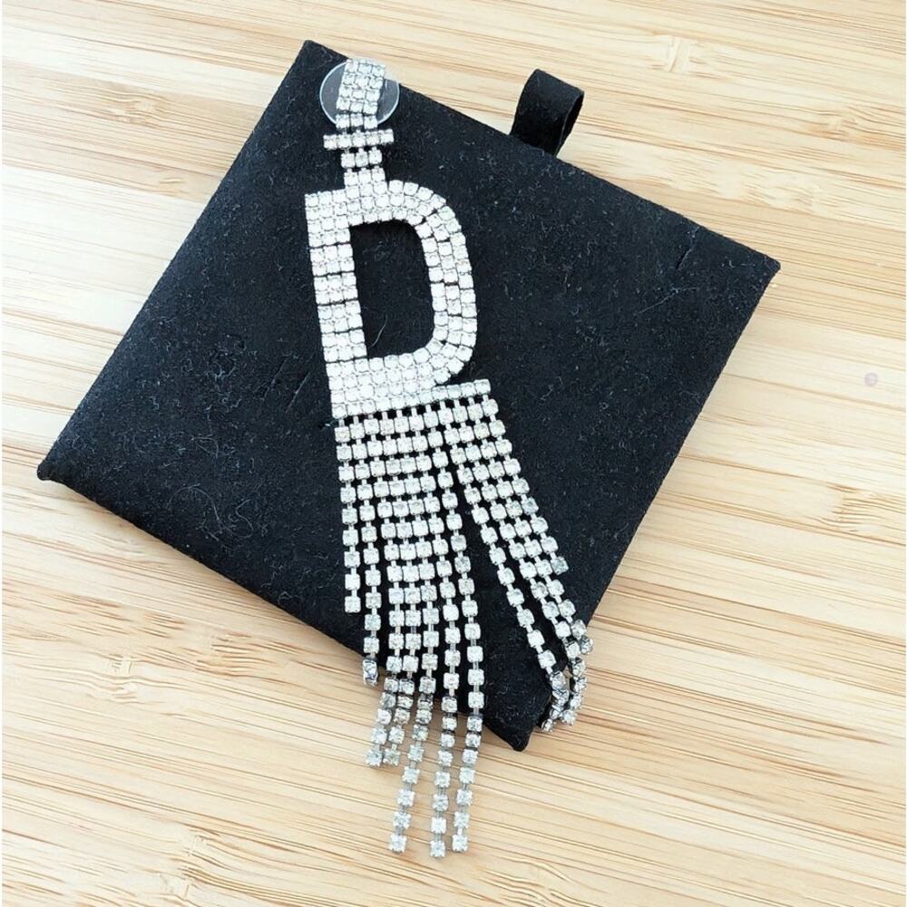 Shashi Silver Rhinestone Alphabet Letter D Crystal Single Earring